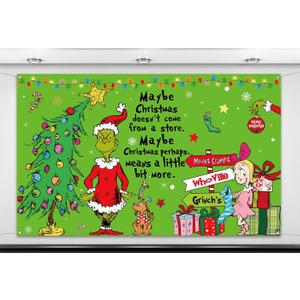 Nepnuser Merry Christmas Photo Booth Backdrop Green Elf Xmas Decorations Winter Holiday Party Supply Indoor Outdoor Wall Decor (5.93.6ft)