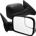 Towing Mirrors Compatible for 2002-2008 Dodge Ram 1500, 2003-2009 Dodge Ram 2500 3500, Manual Adjustment Glass, Manual Folding, Black Housing (Pair Set)