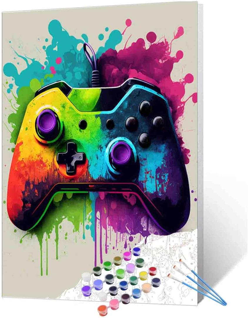 Paint by Number Kits 16 x 20inch Canvas DIY Oil Painting for Kids, Students, Adults Beginner with Brushes & Acrylic Pigment - Colorful Video Game(Without Frame)-Best Gamer Gifts