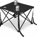 Sunset Cliffs Portable Beach Table with 2 Cup Holders & Carry Bag Lightweight Folding Camping Side Table 19" x 19" Compact Outdoor Table for Sand, Picnic, and Travel Black