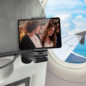 WixGear Universal Airplane in Flight Tablet Phone Mount, Handsfree Phone Holder for Desk with Multi-Directional Dual 360° Degree Rotation, Pocket Size Travel Essential Accessory for Flying.