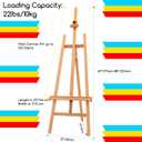 MEEDEN Large Basic Studio Easel: Hold Canvas up to 50'' Solid Beech Wood Artist Easel - Adjustable Height and Working Angles A-Frame Floor Painting Easel for Adults Artist Beginners Students, W01E