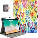 Case for iPad Air 11-Inch (M4/M3/M2), Case for iPad Air 5th Gen/iPad air 4th Gen 10.9 Inch, for iPad Pro 11 Inch case 4th/3rd/2nd/1st Pencil Holder/Pocket/Hand Strap/Auto Wake Sleep Love Heart