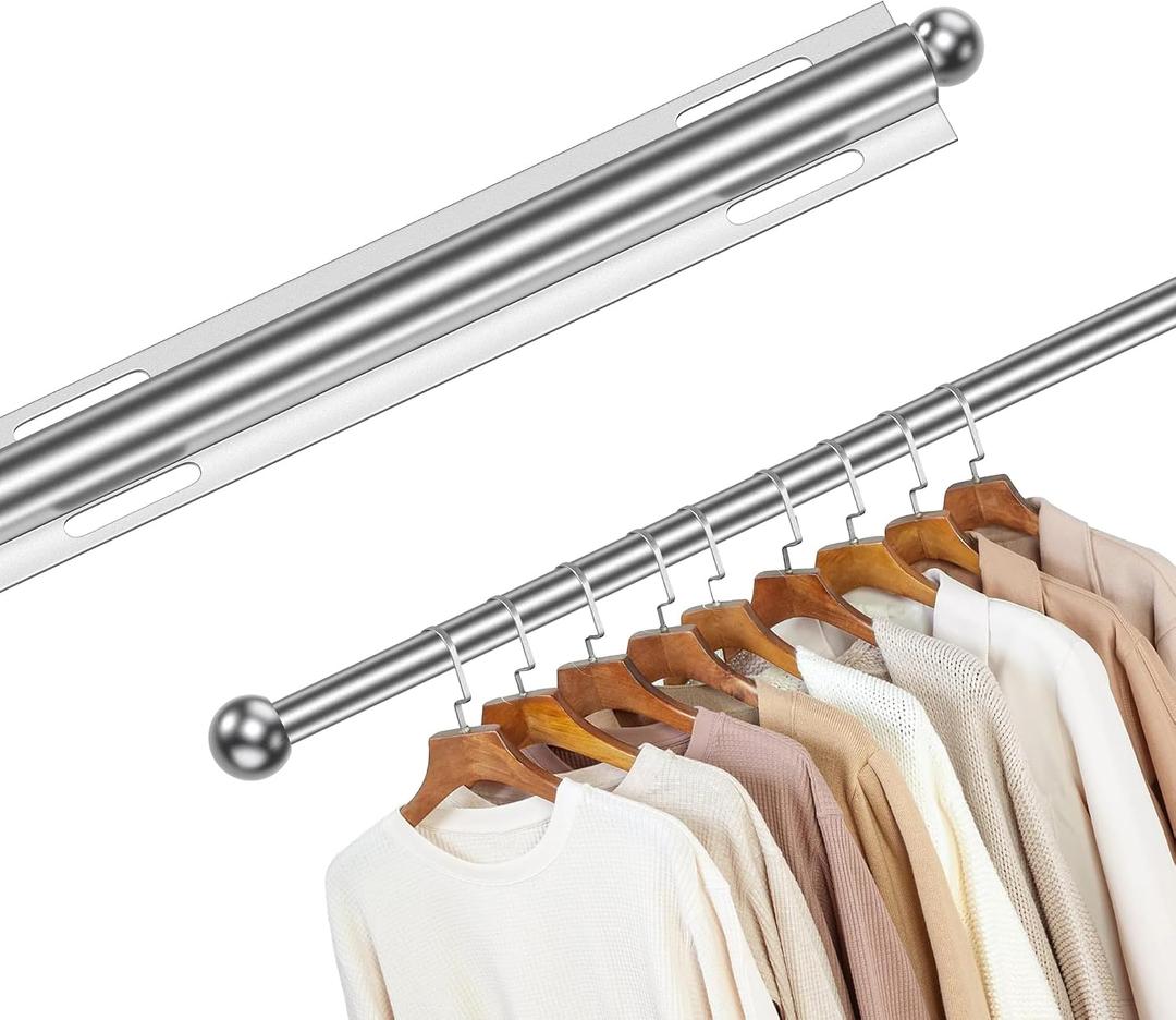 12" Valet Rod Standard for Closet, Slide Out Closet Valet Rod - 12" to 22", Polished Chrome Finish, Heavy-Duty 40lbs Capacity