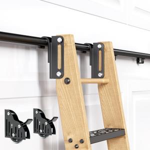 16FT Telescopic Hook on Sliding Library Ladder Hardware,Includes Bottom Wheel with Brake,MAX Load 300lb (16FT Track Kit)