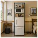 Dorm Mini Fridge Stand with Storage, Over mini Fridge Shelf, Small Refrigerator and Microwave Stand, Multi-Functional Storage Rack, Suitable for Kitchens, College Dorm (Black, 24"(L) x 17.7"(W) x 71"(H