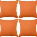 4 Pack Decorative Outdoor Waterproof Throw Pillow Covers, Square Patio Balcony Garden Waterproof Cushion Case, PU Coating Pillow Shell for Couch, Bed, Patio, Sofa, Tent,18 x 18 Inch (Orange)
