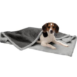 Furhaven Waterproof & Self-Warming Throw Blanket for Dogs & Indoor Cats, Washable & Reflects Body Heat - Soft-Edged Terry & Sherpa Dog Blanket - Silver Gray, Medium (40.0"L x 30.0"W x 0.25"Th)