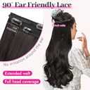 KooKaStyle Invisible Wire Hair Extensions 20" Long Wavy Layered Synthetic Clip in Hair Extension with Transparent Wire Adjustable Size 6 Secure Clips Dark Brown Thick Hairpieces for Women20 Inch,150g