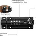 RESET-008 Combination Locking Bolt,4 Digit Combination Door Security Slide Latch Lock Set Your Own Password,Black