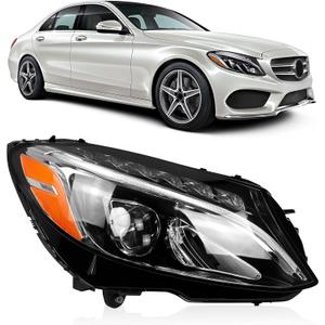 LED Headlight Assembly Fit for 2015-2018 Mercedes Benz C-Class W205 C300 C180 C200 C250 C43 C63 C350E, Front Headlight w/LED DRL Projector Replace A2059067703, A2059063004 (Right Passenger Side)