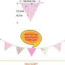 Zwiebeco 32Ft Pink Floral Fabric Bunting Triangle Flags Cotton Flower Pennant Banner Decoration for Birthday Wedding Engagement Baby Shower Tea Party Spring Rustic Village Home Garden Decor