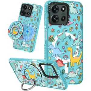 Lotadilo Cute Case for Motorola Moto G 5G 2026/2025 for Women Girls - Funny Dinosaur Design Compatible with Magsafe Ring Holder Magnetic Stand Kickstand Fashion TPU Phone Covers Kawaii