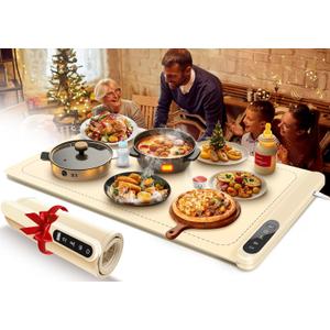Upgraded Food Warming Mat with Light,Warming Mat for Food,Electric Warming Tray Roll Up,Light Indication Warming Mat for Food with 6 Temp Settings&6H Timer,Auto Shut-Off Food Warming Mat for Parties