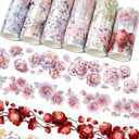 Floral Washi Tape Set - 12 PET & Washi Tapes for Journaling Stickers, Scrapbooking Supplies, Planner, Bullet Journals,Arts & Crafts. Use as Stickers (Flowers)