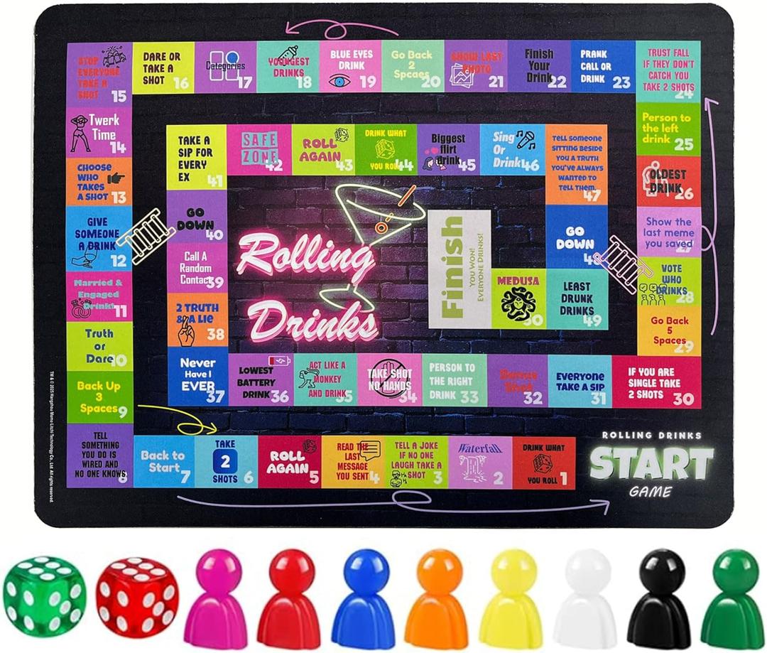 2 x Momo & Lychee Board Games for Adults Party, Larger Fun Leather Mat Adult Games for Game Night, Bachelorette Party Twister Games for Girls Night Family Play, Age 21+, 2-8 Players