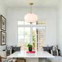 Large Vintage Milk Glass Pendant Ceiling Light Fixture 15 inch Schoolhouse Chandelier Farmhouse Semi Flush Mount Ceiling Light for Kitchen Island Hallway Foyer Entryway Living Room Bedroom