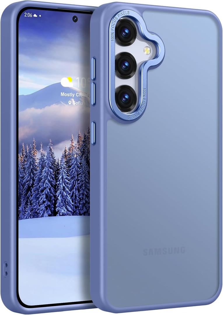 Rayboen for Samsung Galaxy S25 Case, Skin Feel Translucent Frosted Anti-Scratch Protective Phone Cover for Samsung S25 with Bumper Hard PC Back Soft Silicone Edge, Matte LightBlue