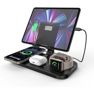 Wireless Charger 4 in 1 for Apple iPhone 17 Pro Max/16/15/14/13 Series, AirPods Pro 2, iPad Stand, Watch Charger for iWatch Series 10/9/8/7/6, Wireless Charging Station for Multiple Devices
