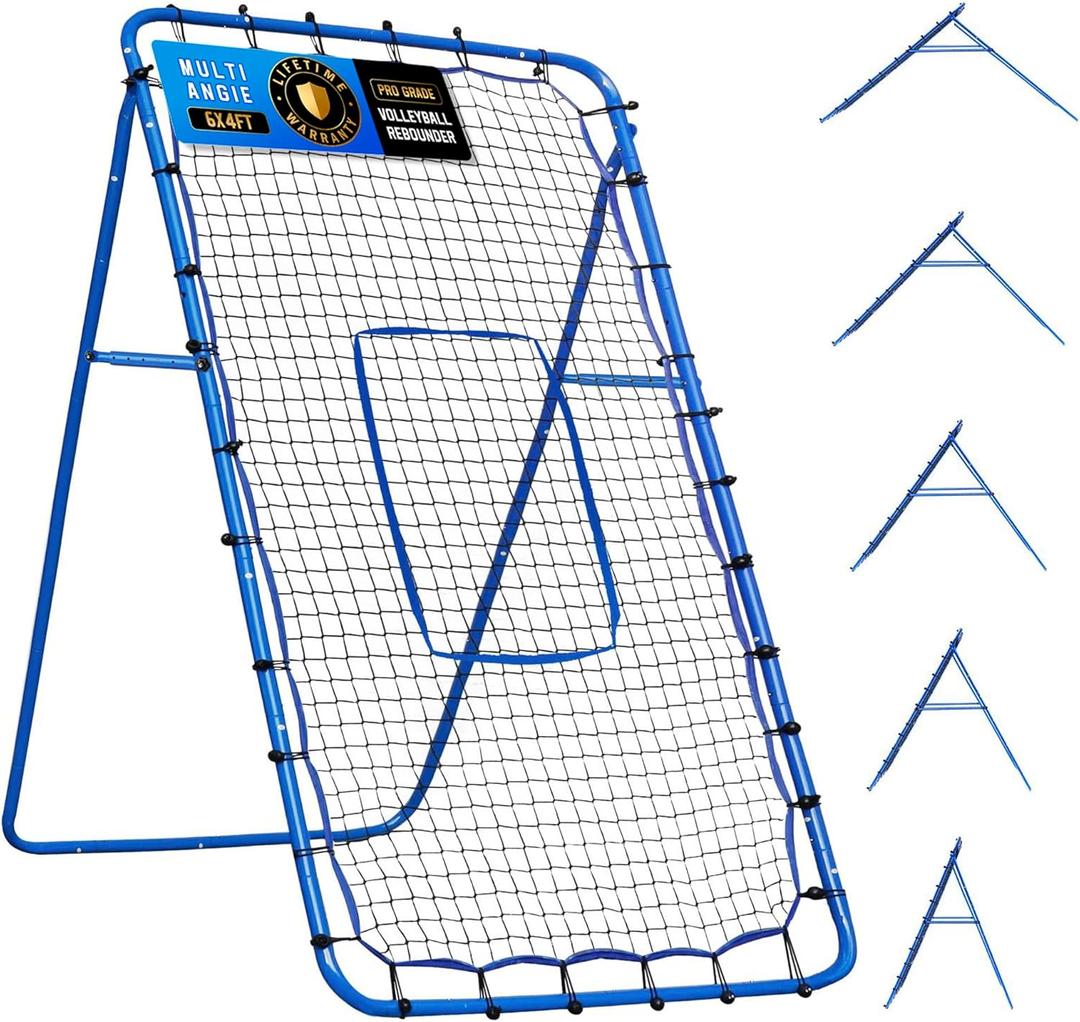 Volleyball Baseball Rebounder Net, Softball Rebounder Pitchback Net Quick Adjustments, Quick Adjustments Lacrosse Bounce Back Practice Equipment, Ideal for Outdoor Indoor and Backyard Training (6FTx4FT)