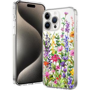 OOK for iPhone 15 Pro Max Case 6.7-inch Phone Case - Retro Vine Weaving Flower Relief Design Transparent Protective Cover Supports Magnetic Absorption All Around Lens Anti Drop