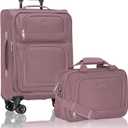 U.S. Traveler Rio Lightweight Softside Rolling Carry-on Suitcase, 4-Wheel Set, Mauve, 22"/14"