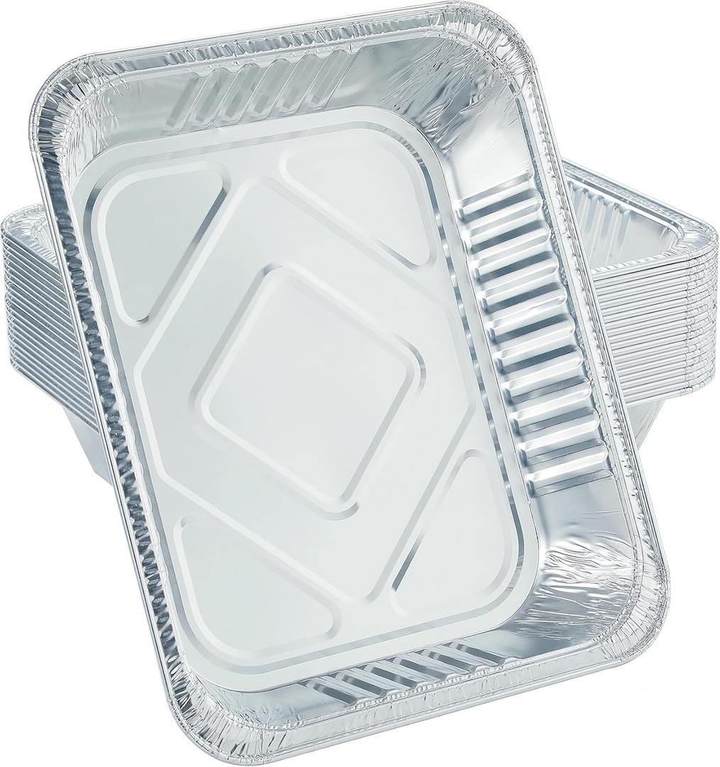 Aluminum Pans 9x13 Disposable Foil Pans (10 Pack) Half Size Deep Steam Table Pans Extra Thick for Baking, Cooking, Roasting, Heating, Serving & Lining Steam-Table Trays