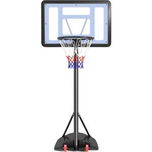 Yaheetech Kids Basketball Hoop Outdoor Portable Basketball Goal Court for Youth & Adults 7.2-9.2ft Height Adjustable, 32inch Backboard