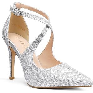 COLETER Womens 4" Pointed Toe D'Orsay Pumps Stilettos High Heel Crossed Ankle Strap Dress Shoes, 9.5