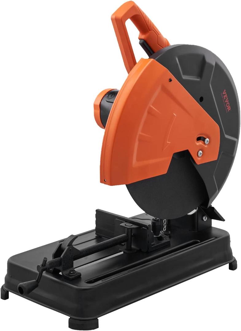 VEVOR Abrasive Chop Saw, 14in / 35cm Blade, 2300W 3600RPM Steel Cutting Machine, 0-45Degrees Adjustable Angle Miter Saw for Cutting Metal, Rebar, Iron, Aluminum - Black