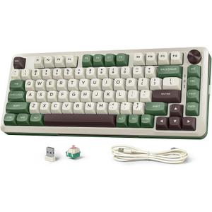 Redragon K681 Pro Wireless Mechanical Keyboard, Gasket Mounted RGB Gaming Keyboard with Volume Knob, MDA-Profile, Pre-Lubed Linear Switches, 81 Keys 75 Tri-Mode Hot Swappable for PC/Xbox/PS (Matcha)