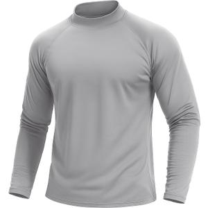 TACVASEN Mens Thermal Fleece Shirt Mock Turtle Neck Base Layer Long Sleeve Athletic Warm Undershirt Winter Running Tops (Gray, XL)