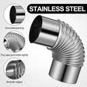 Stove Pipe, 90 Degree Corrugated Elbow 3. 14in Stainless Steel Chimney Flue for Outdoor Camping Stove