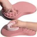 Ergonomic Joint Wrist Support Mouse Pad with Memory Foam Cushion Massage Bump, Carpal Tunnel Pain Relief Mousepad Slope Design for Wrist Rest, 11.8x7.9 in, Pink