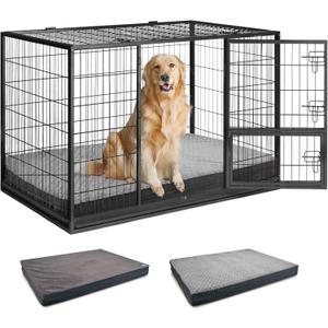 Washable XL Dog Bed for Small, Medium, Large Dogs  Double-Sided Plush, Waterproof, Removable Cover, Thick Orthopedic Support, Durable Multi- Size Comfort Clearance Indoor Flat Dog Bed by Sytopia (41.3L x 28.3W x 3.1Th, Grey)