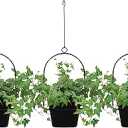 Gardzen 3 Packs Hanging Pots for Plants Outdoor & Indoor, Black Hanging Planter, Pot Hangers for Plant Flower