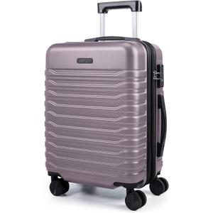 LIGHT FLIGHT Expandable Carry On Luggage 22x14x9 Airline Approved with Double Spinner Wheels, 20 Inch Lightweight Hard Shell Rolling Suitcases with TSA Lock, Rose Purple