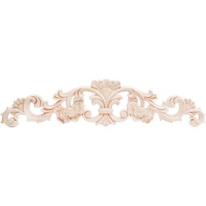 Wood Carved Long Onlay Applique Unpainted Frame Wood Appliques and Onlays for Furniture (04, 57x12.5cm/22.44x4.92inch)