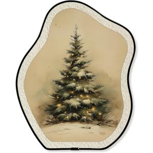 KVEKVE Vintage Winter Oval Wall Art,Winter Rustic Farmhouse Decor,Snowy Landscape Seasonal Decor,For Wall Or Tabletop,Birthday Gifts For Women,Housewarming GiftsStaircase Hallway Bedroom.8x10inch (Christmas tree2)