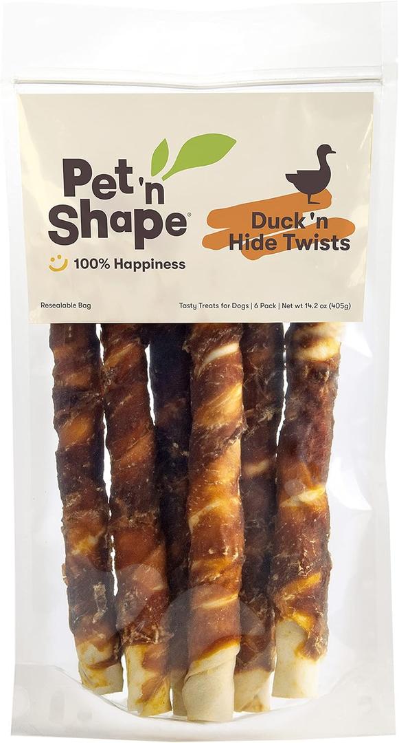 Pet 'n Shape Duck 'n Hide Twist - Duck Wrapped Rawhide Natural Dog Treats, Large, 6 Count (EXP 01/28/28)