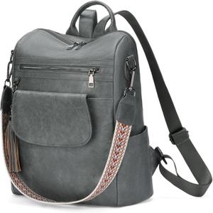 GAEKEAO Backpack Purse for Women Fashion Ladies PU Leather Convertible Shoulder Bags PU Leather Handbag Casual Travel Daily (C02 Grey)