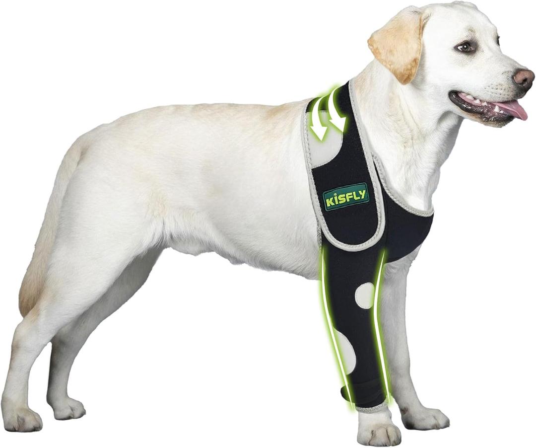 Dog Shoulder Brace Front Leg Prevents Elbow Hygroma, Elbow Calluses, Arthritis, Dysplasia and Pressure Sores, with Reflective Material Makes Night Activities Safer- Right Leg, Small