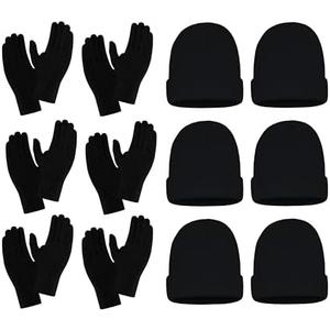 WINTERLACE 10 Pack Winter Beanies & Gloves Set, Stretchy Knit Unisex Men Women Toboggan Skull Cap (6 Beanies And 4 Gloves)
