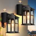 2-Pack Black Porch Lights Outdoor with GFCI Outlet, Dusk to Dawn Sensor Outdoor Light Fixture, Waterproof Anti-Rust Aluminum Outside Lights for House, Garage, Patio, Entryway, Easy Installation
