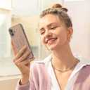 OAOA Magnetic Engraved Case Compatible with iPhone 16 Case, Compatible with Magsafe, Camera All-Round Protection, Slim Liquid Silicone Phone Case for Women Girls, Light Brown Flower