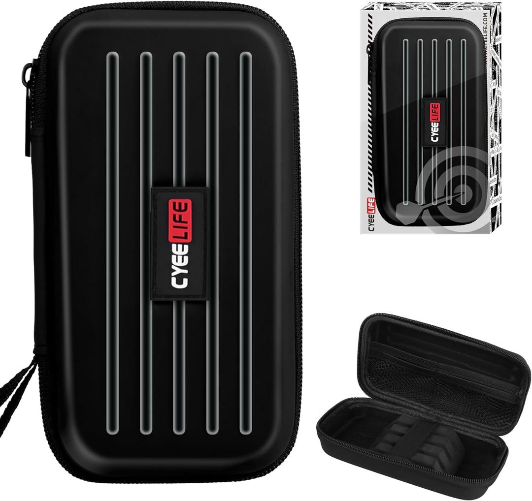 CyeeLife Dart Case - Carrying Case for Steel or Soft Tip Darts, Holds 3 Darts and Extra Accessories, Built-In Storage Tubes and Pockets for Flights, Tips, Shafts