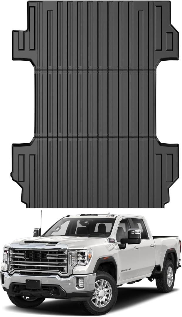 Mixsuper Truck Bed Mat for Chevrolet Chevy Silverado/GMC Sierra 2500HD 3500HD 2020-2026, Fit for 6.8 Ft Bed, All Weather Bed Liner TPE Durable Odorless Black