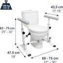 KMINA Toilet Safety Rails for Seniors, Heavy Duty Frame with Handles, Adjustable Height and Width, Handicap Grab Bars