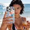 for iPhone 16 Pro Case [Military-Grade Drop Protection/Motivational Soft TPU Protective/Camera Protection/for Women & Girls]-Vibrant Aesthetic Tropical Coastal Art Summer Collage