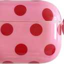 Cute Aesthetic Red Polka Dot Pattern case for AirPods pro 2nd | Chic Retro with Keychain Design | Classic Slim Soft TPU Shockproof Protection Cover | Durable Fade-Proof | Girly Gift -Pink&Red